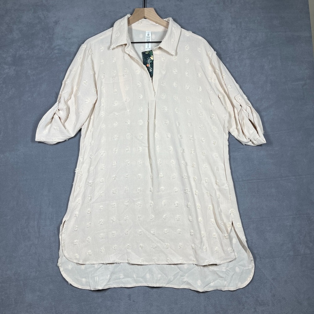 Blooming Jelly Beige Swiss Dot Swim Coverup‎ Size L NWT